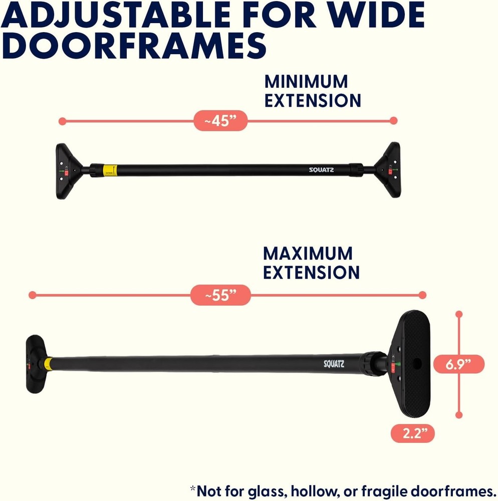Doorway Pull Up Bar Adjustable 45-55" Door Frame Pull Up Bar W/ Level Meter