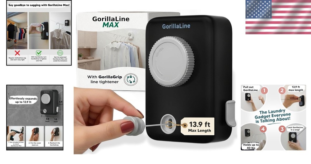 Max Retractable Clothesline - Non-Sagging Drying Line