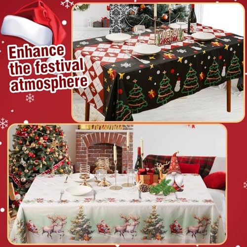 6 Pack Christmas Tablecloth 86" x 68" (Rectangular) Multi Pattern One