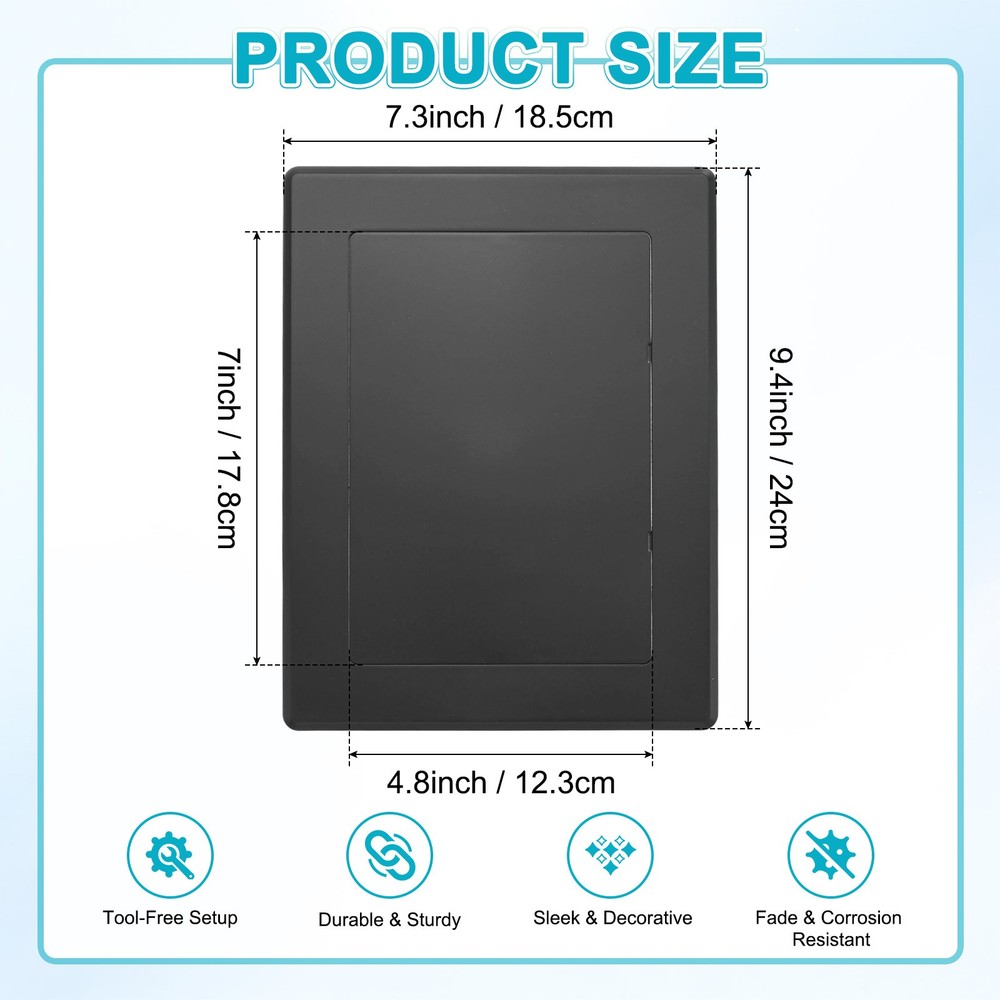 1-Pack Access Panel for Drywall, 7x5" Plastic Removable [Black, Rectangle]