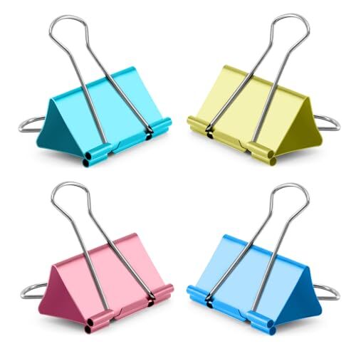 Colored Binder Clips2.4 inch, Extra Large Binder Clips for Office (8 Pcs) Jumbo
