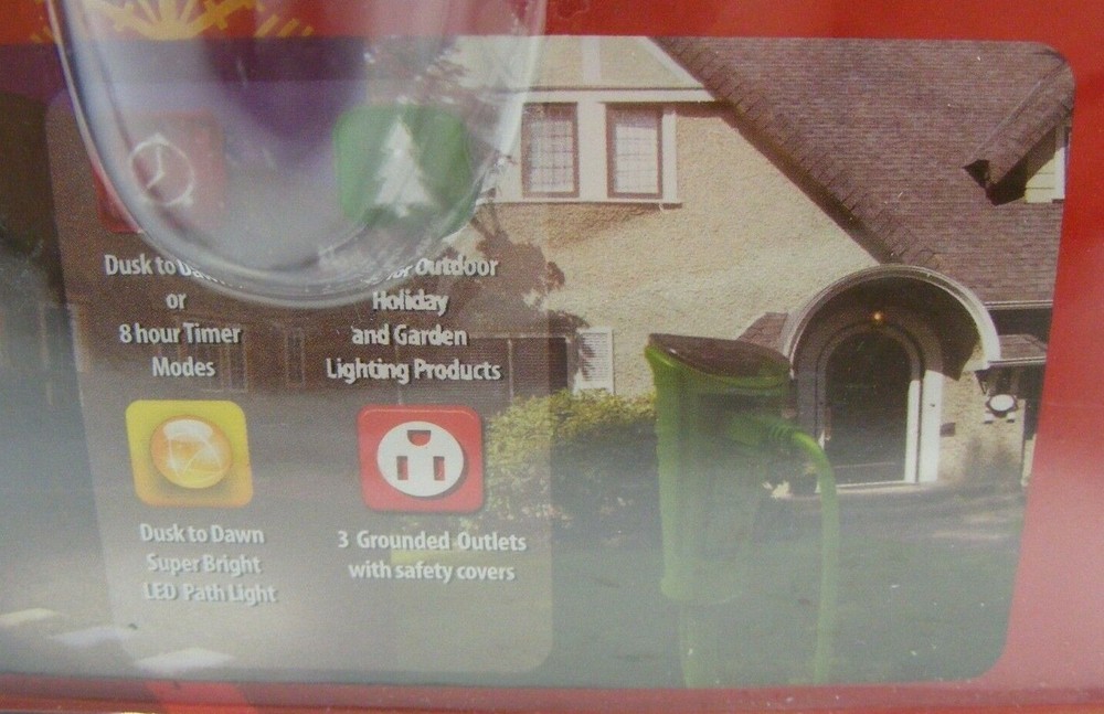 Holiday Helpers 24 Hour Outdoor Programmable Timer 3 Outlets Power Stake LED
