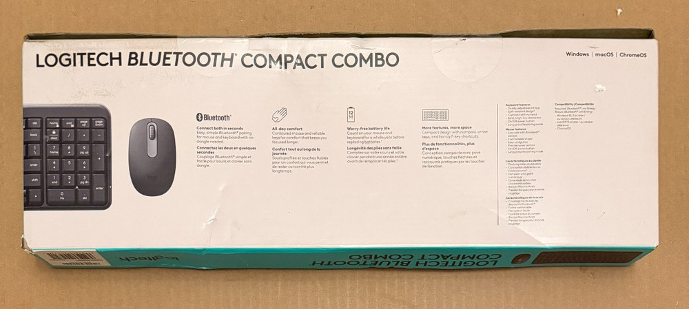 Logitech BLUETOOTH Black Compact Combo Wireless Keyboard & Mouse 920-013507 NEW