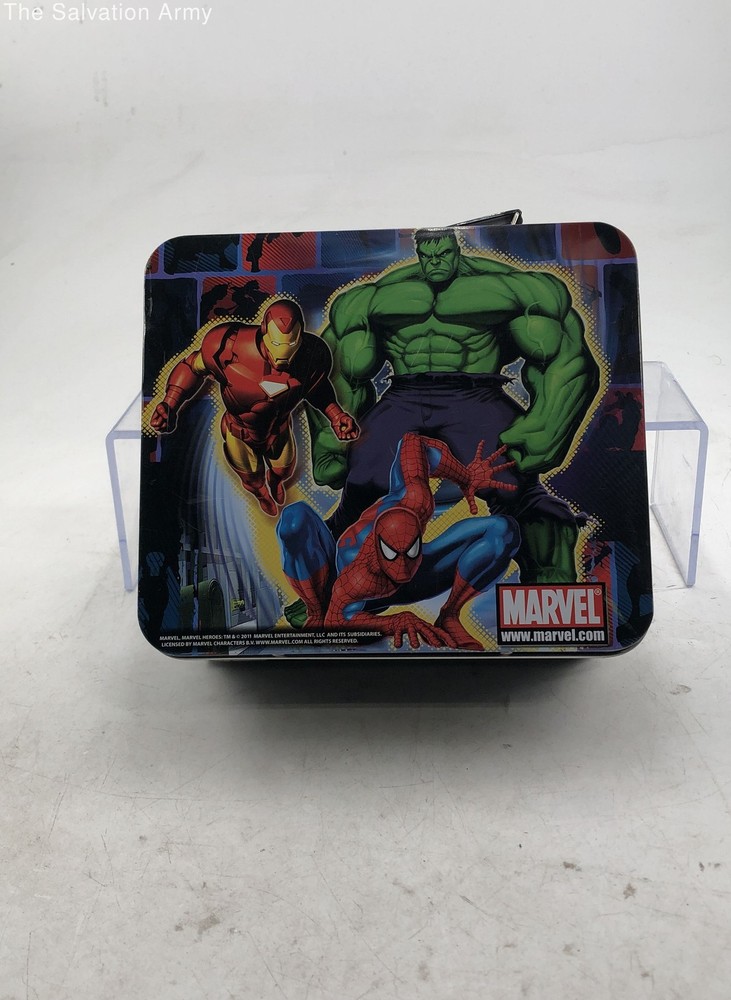 Multicolor Metal Marvel Ironman Hulk Spidey Single Handle Lunch Box