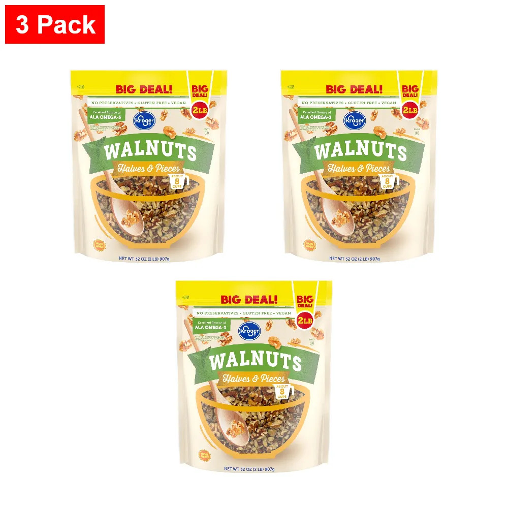 KG Walnut Halves & Pieces 32 oz - 3 Pack