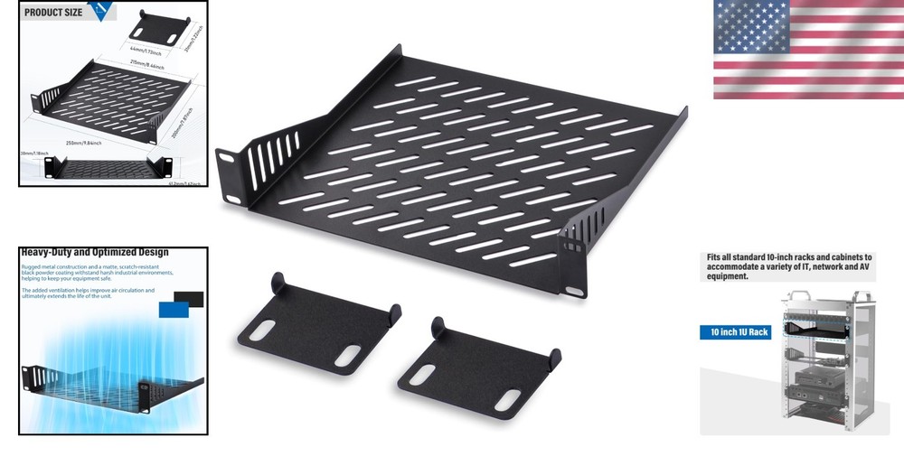 Dual 1U Vented Cantilever Tray for 10" Server Racks - Efficient Airflow Solution