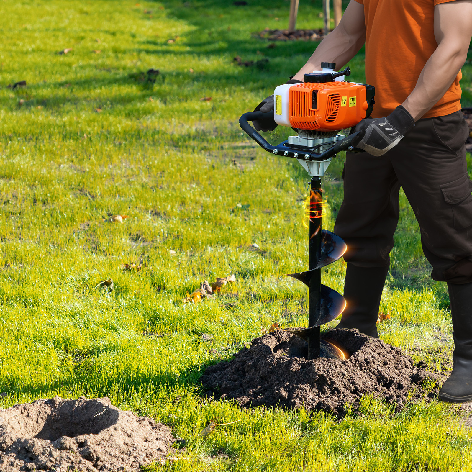 VEVOR 63CC 2400W Gas Post Hole Digger with 8-Inch Drill Bits