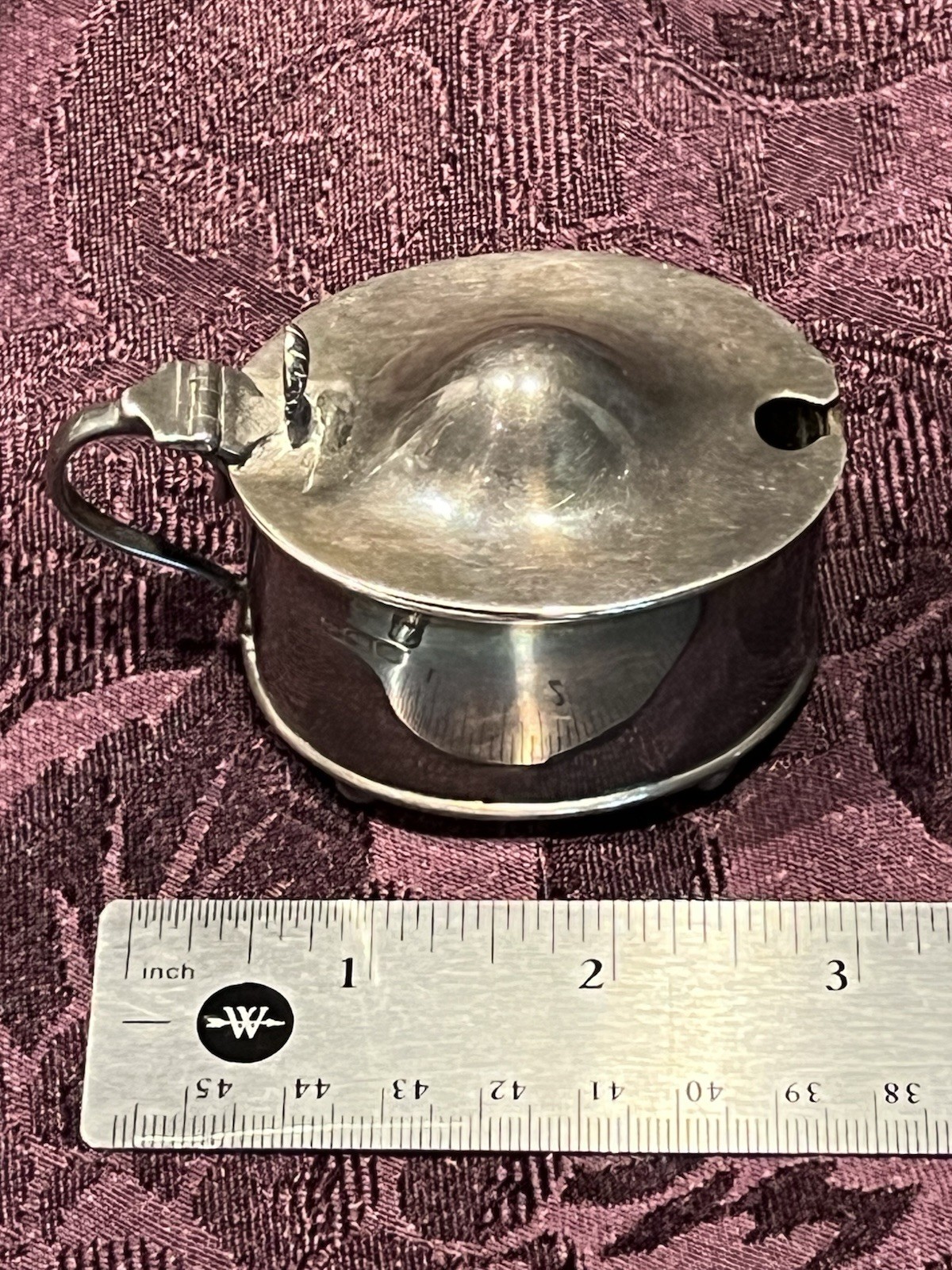 Antique Sheffield England Sterling Silver Mustard Pot With Glass Liner