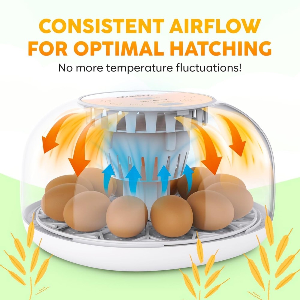 Okkobi M12 Egg Incubator with Automatic Turner and Humidity Control - 12/24 E...