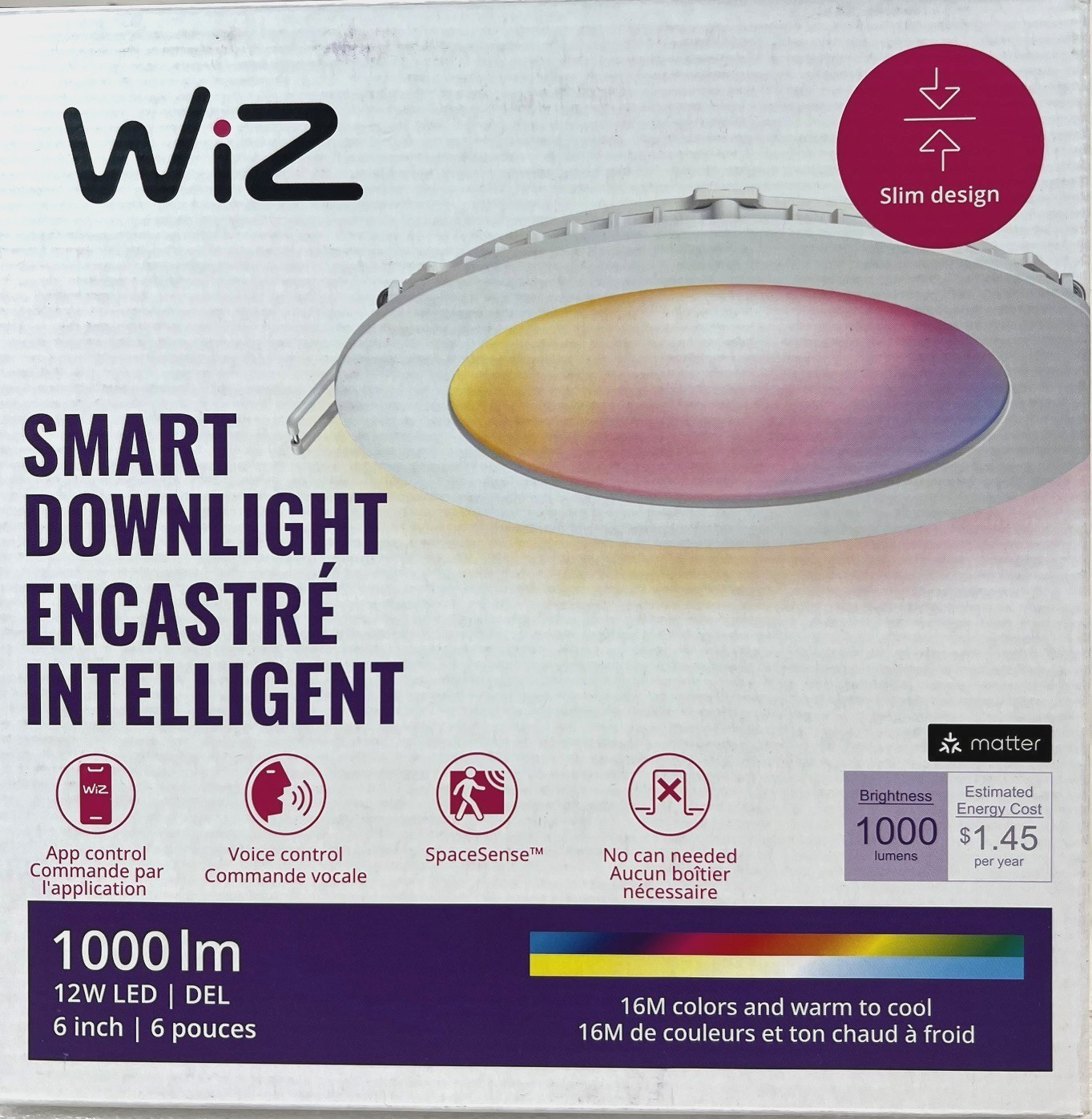 WiZ 6 inch Recessed Smart Downlight LED Color Changing Canless/Slim -FREE S/H