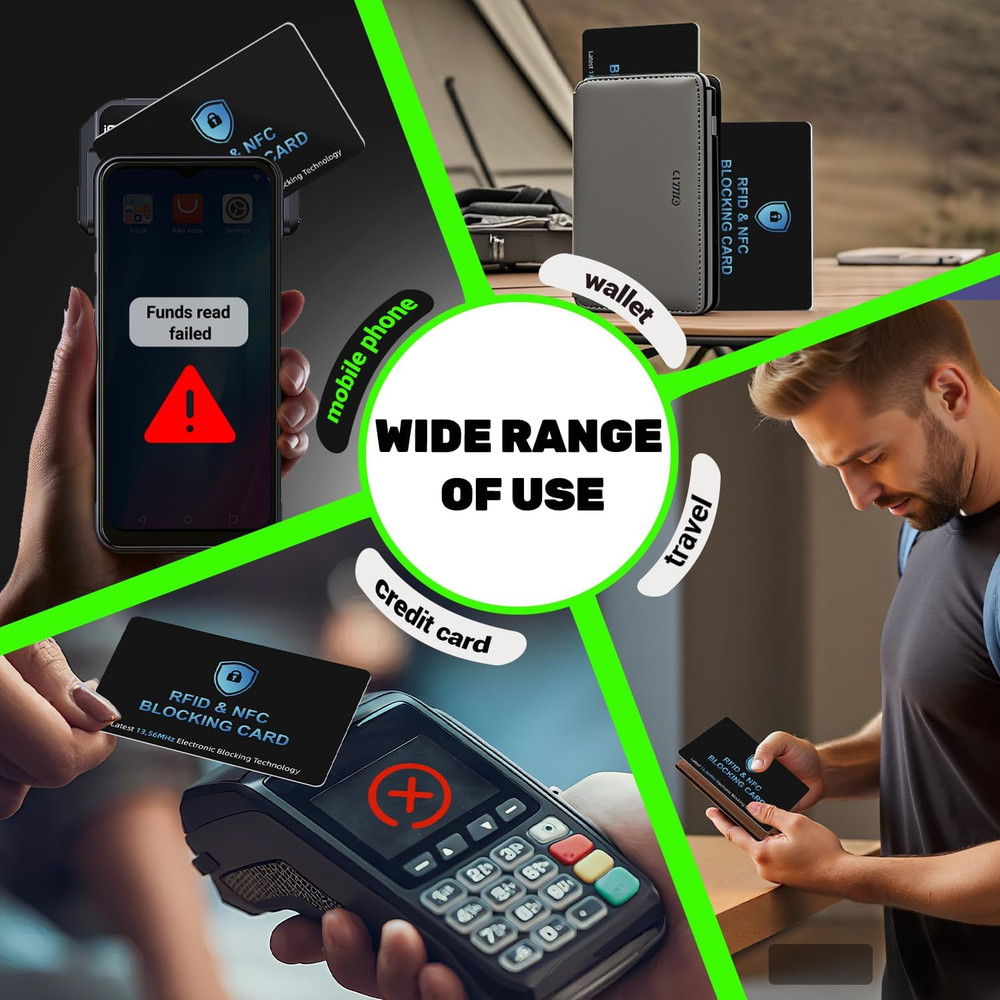 Updated Version-6 Pack RFID Blocking Cards Premium Contactless NFC Debit Credit