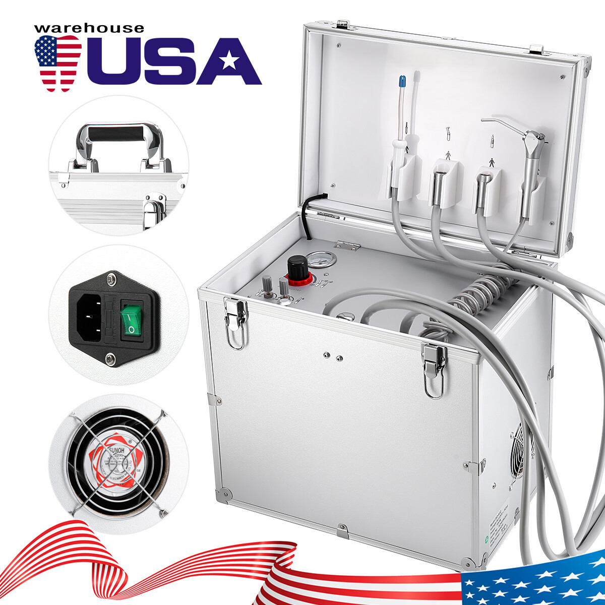 Portable Dental Delivery Unit Suction System with Air Compressor 4Hole /Chair