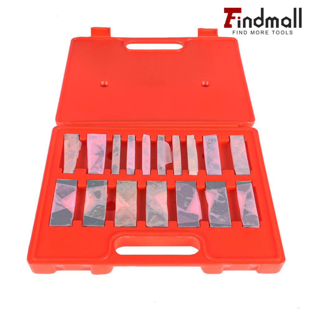 17 Pcs Hardened Steel Precision Angle Block 1/4 to 45 Degree Set Accuracy .0003"