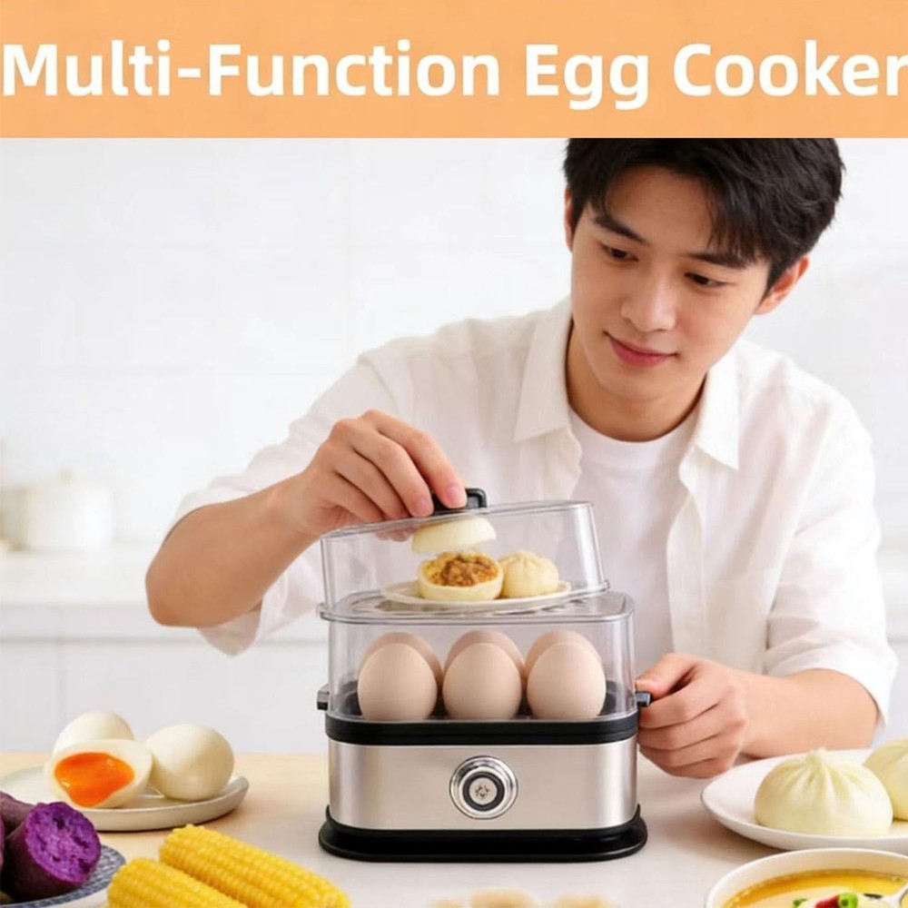 Smart Egg Cooker Multi-Function Rapid Eggs Cooker Electric 6 Egg Capacity Hard