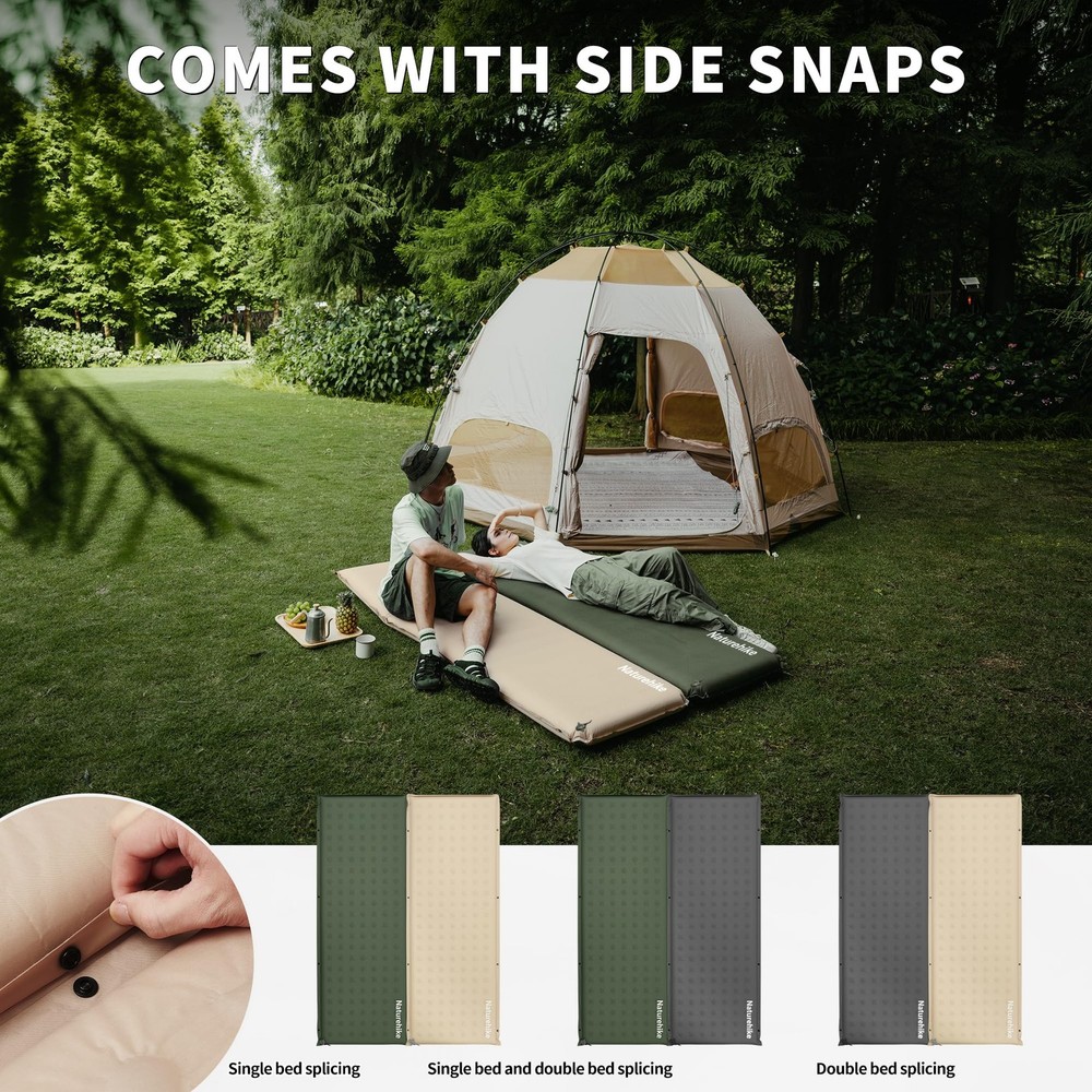 Connectable Self Inflating Sleeping Pad, 2.36" Memory Foam Camping Pad, Backp...