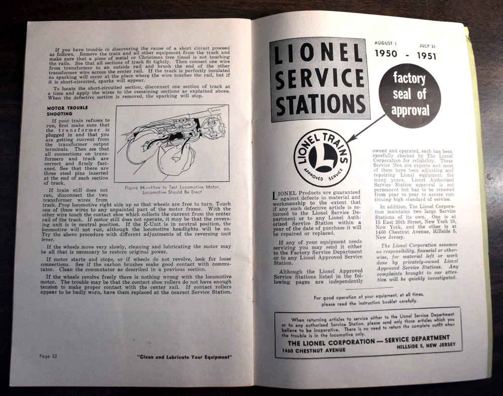 Vintage 1951 Instructions Assembling & Operating Lionel Trains Model Railroad