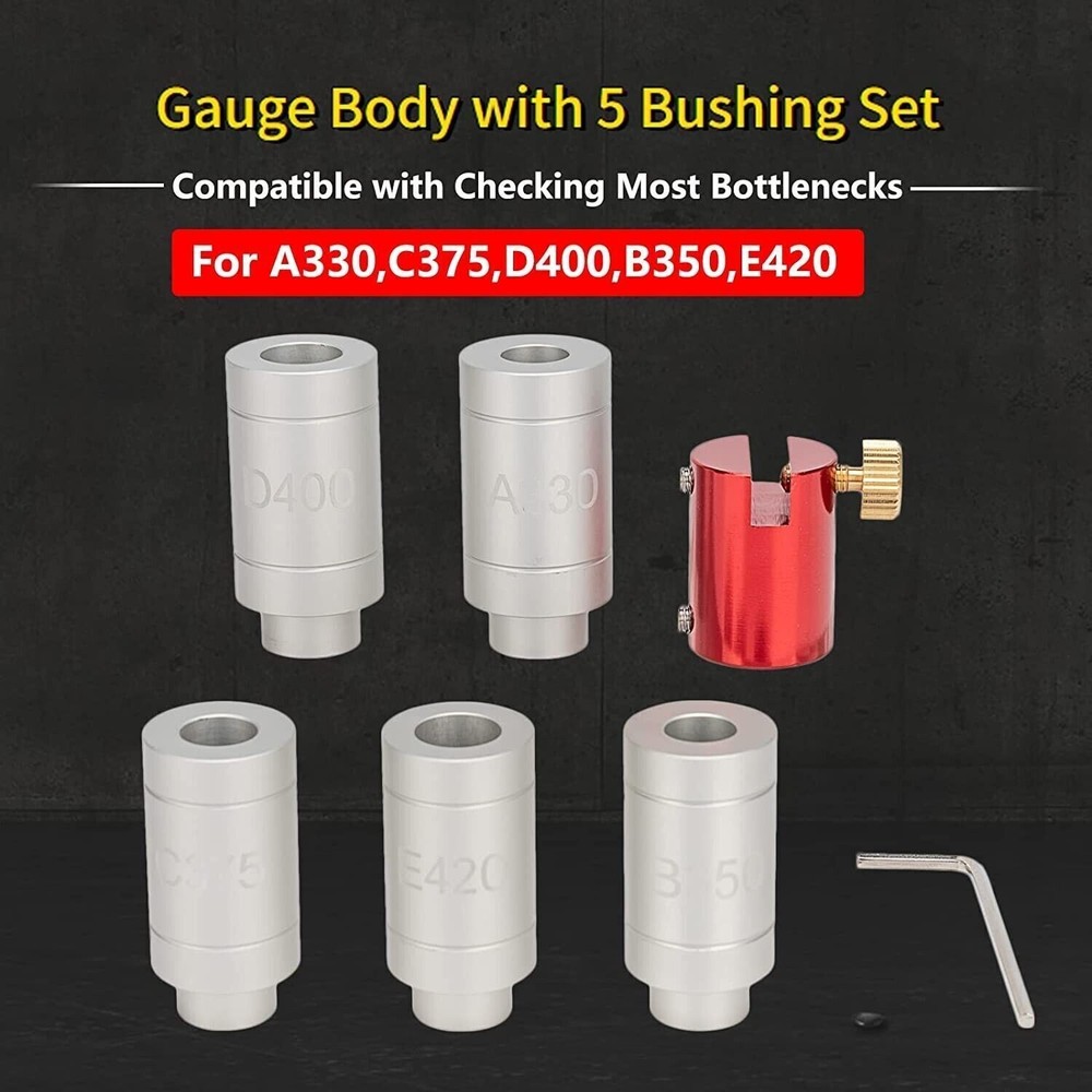 Headspace Gauge Set 5 Bushing For A330 C375 D400 B350 E420 with Comparator Base