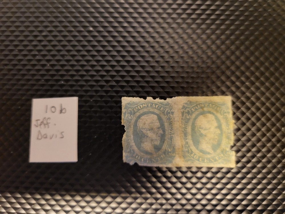 Confederate States America CSA green 10 cent postage stamp used Jefferson  Davis