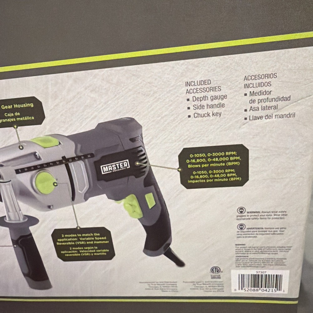 Master Mechanic 10 amp 1/2" hammer drill with case