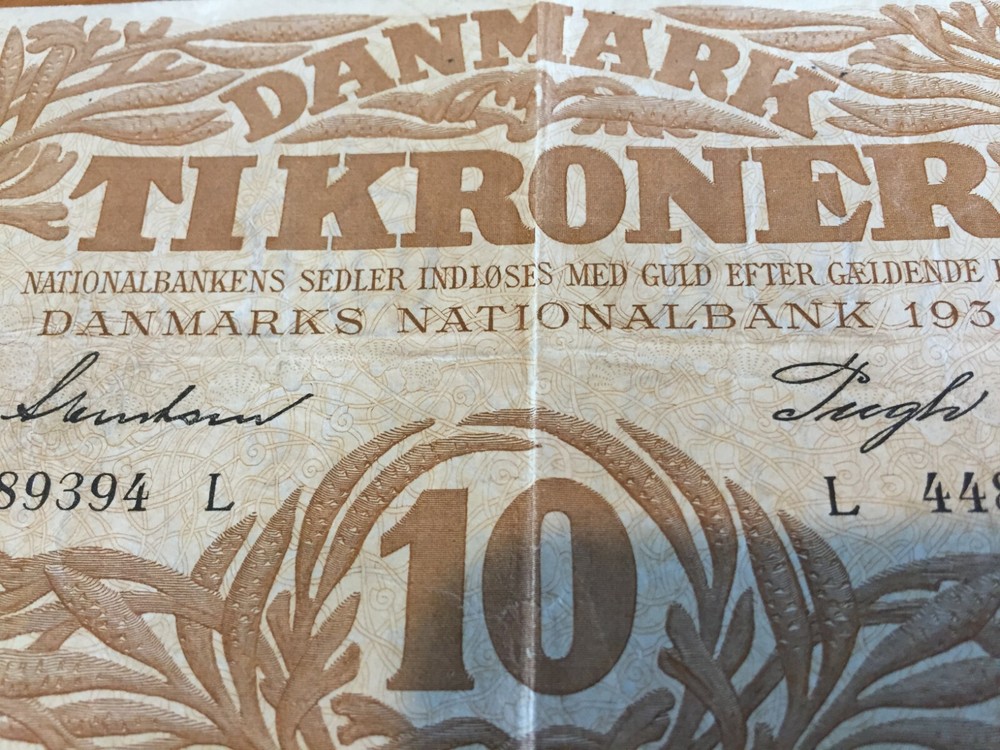 DENMARK DANMARK 1937 TIKRONER 10