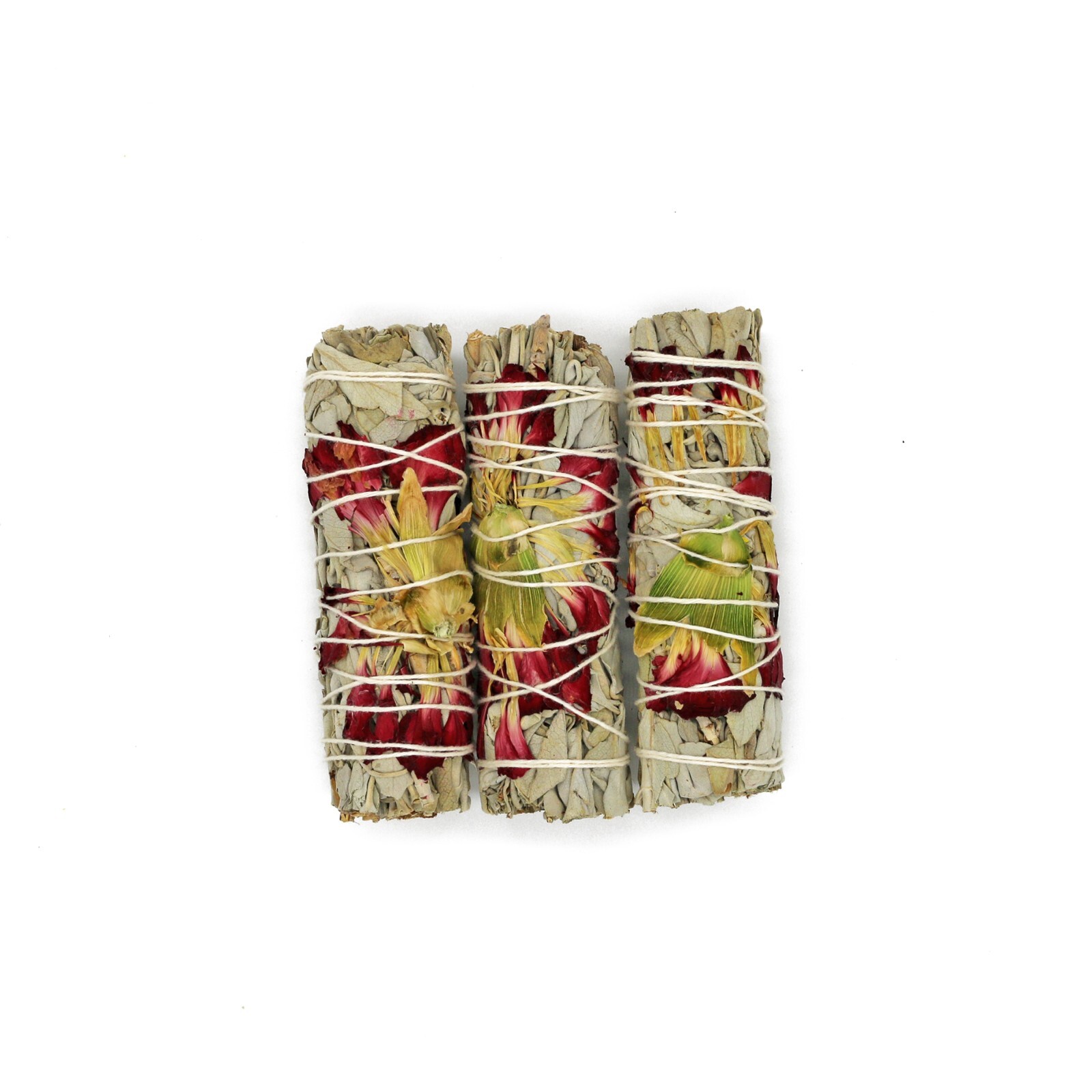 3 Pack Spring Morning Floral White Sage Smudge Sticks with Flowers and Guide