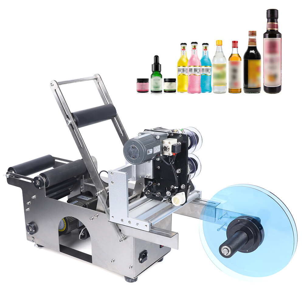MT100 Semi-Automatic Round Bottle Labeling Machine Printer Scrolling Data Marker