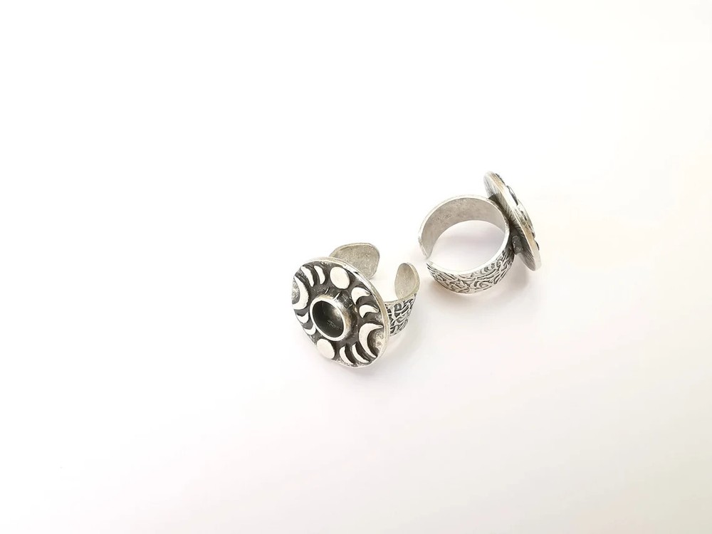 Crescent Moon Ring Blank Setting Cabochon Mounting Adjustable Resin Base Bezels