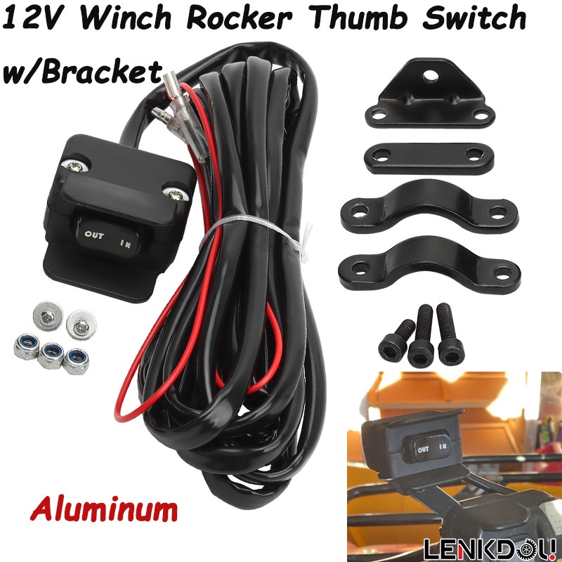 12V Handle Bar Control Switch Winch Rocker Thumb Switch Mounting Bracket for ATV