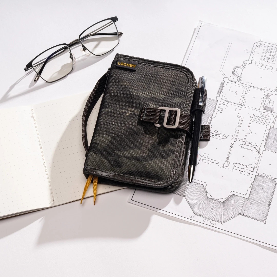 Lochby Mini Field Journal Black Camo | Water Resistant Wax Canvas Cover