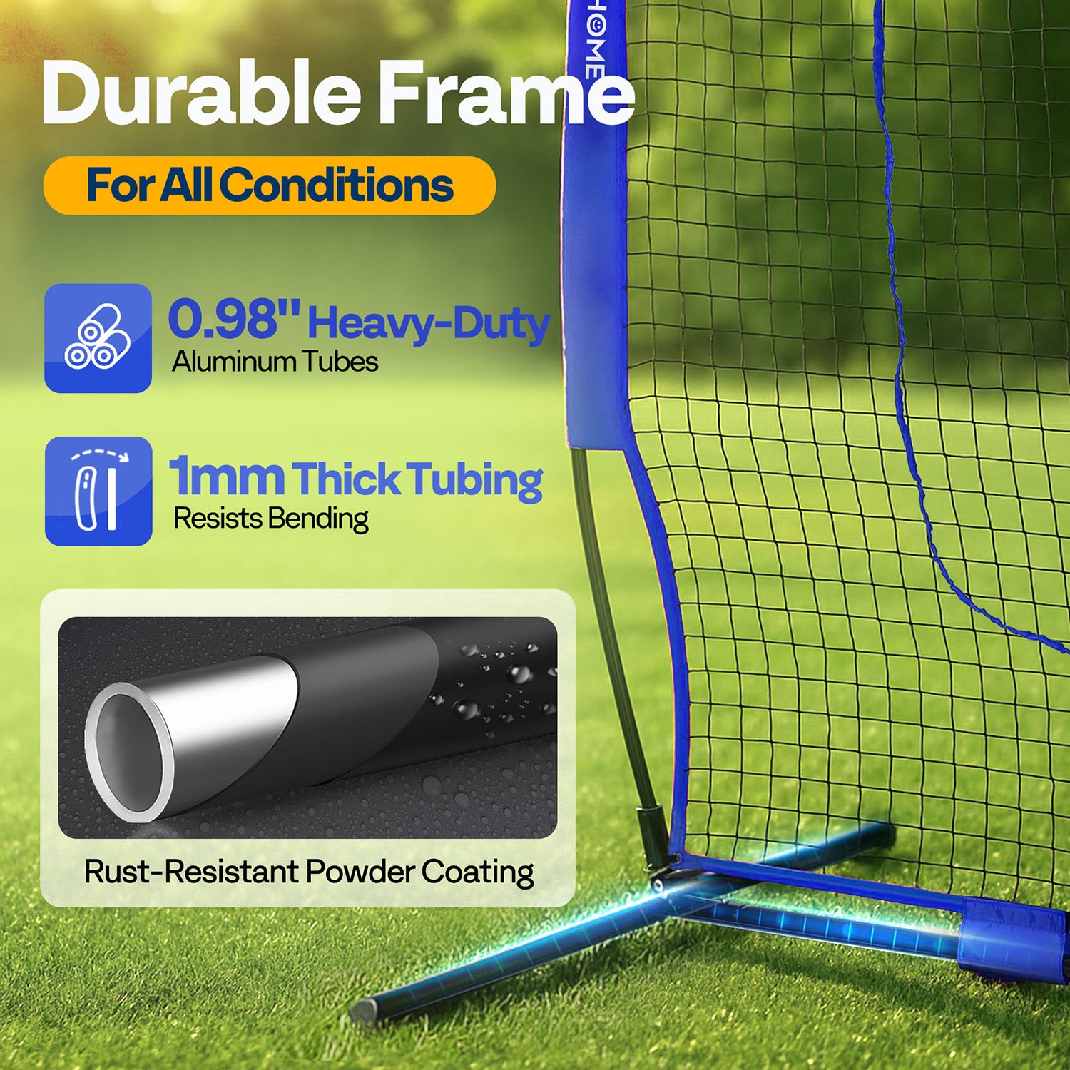 Portable Baseball & Softball Practice Net with Batting Tee 7x7 ft Aluminum Frame