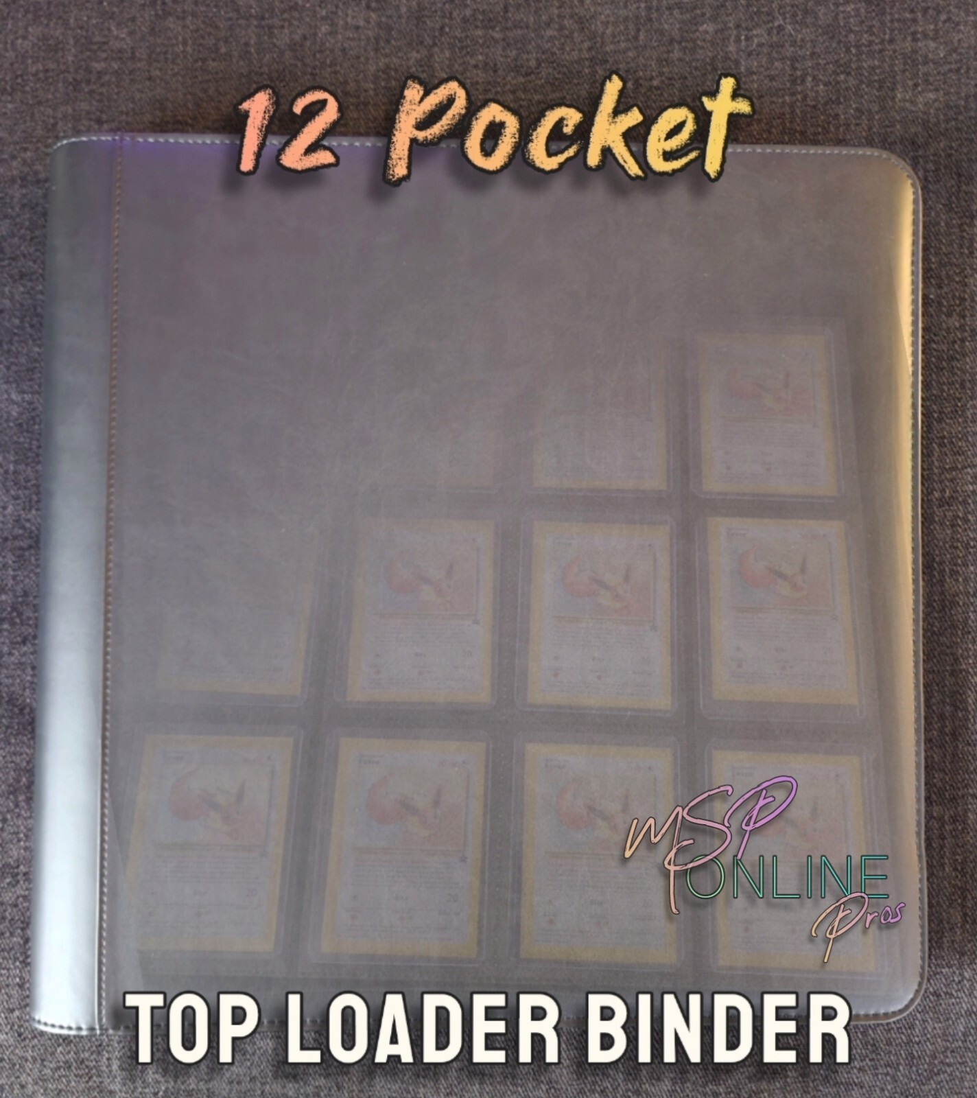 TopLoader 12 POCKET | Zipper Trading Card Binder Top Loader 384 Cards 16 Pages