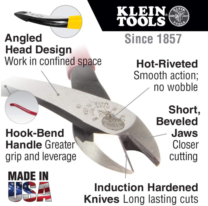 Klein Tools D248-9ST High-Leverage Diagonal-Cutting Pliers 9-Inch Standard