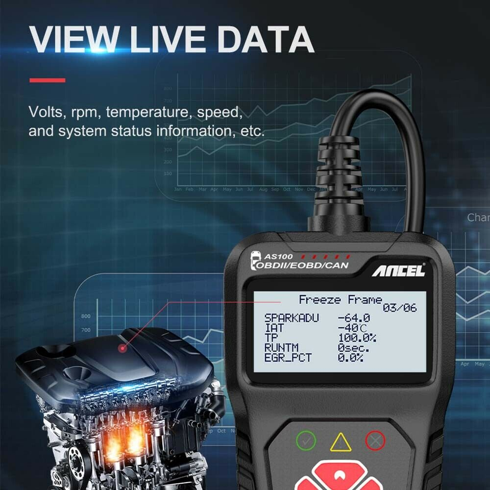 ANCEL AS100 OBD2 Car Scanner Code Reader Diagnostic Tool Engine Fault Check
