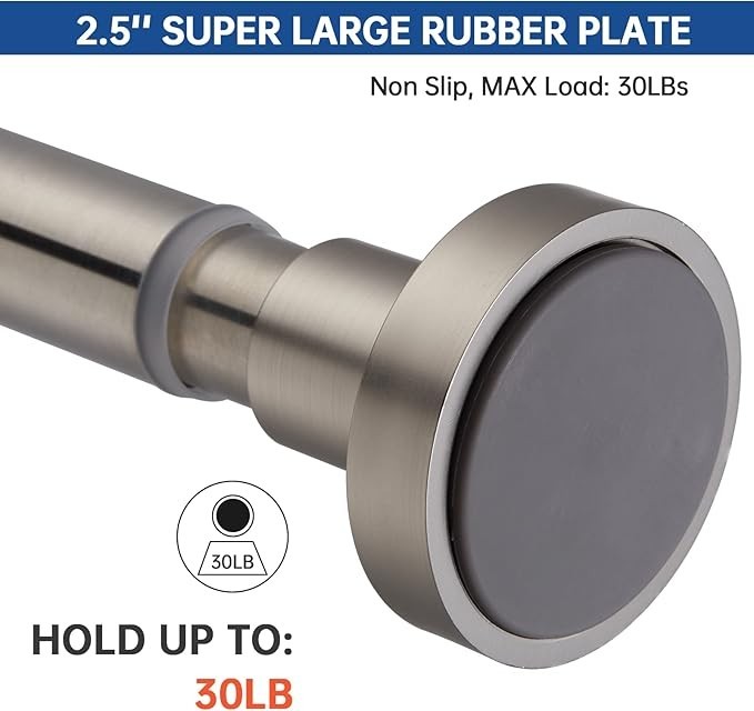 No Drill Shower Curtain Rod 43–73" 1'' Diameter Tension Stainless Steel Nickle