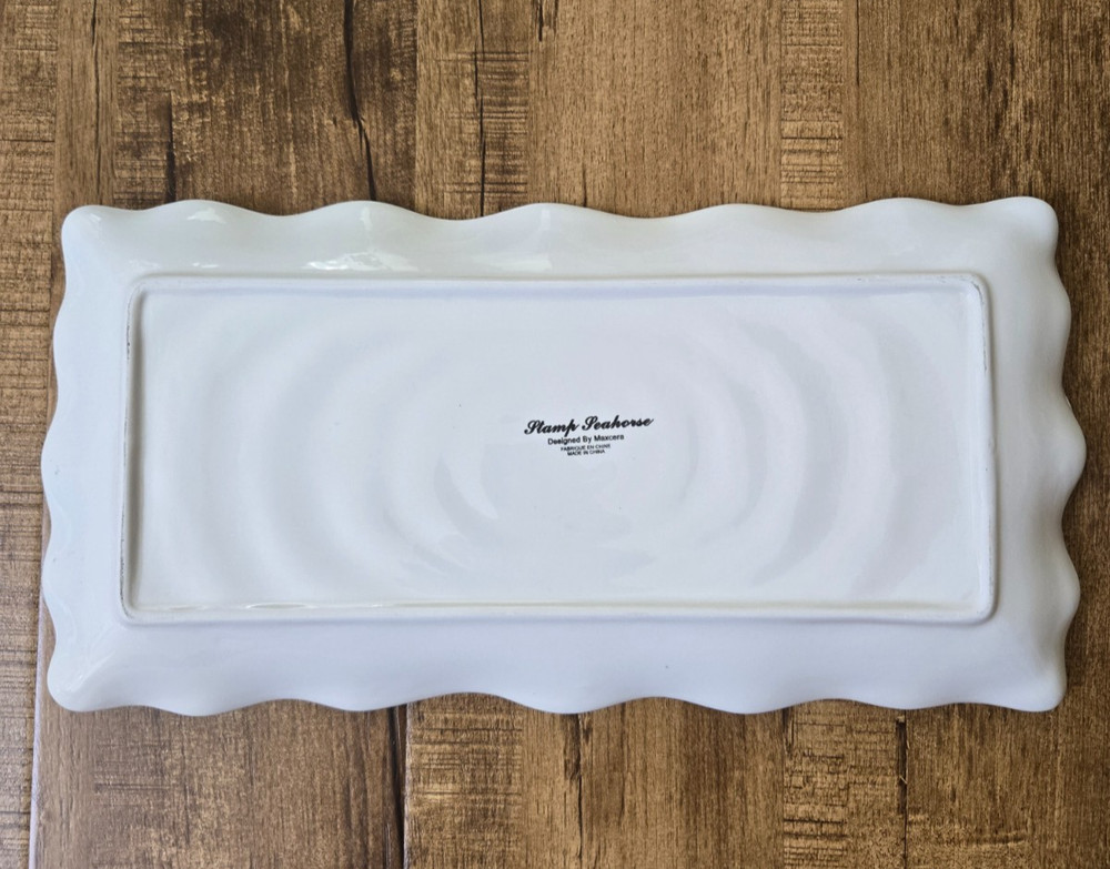 Maxcera STAMP SEAHORSE 17 1/2" Rectangular Ceramic Serving Tray