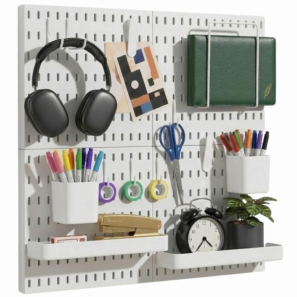 Peg Board Wall Organizer – Plastic Pegboard Panels, Modular Peg Board Storage...