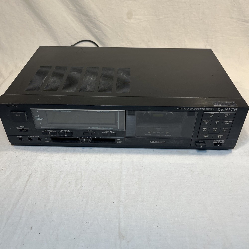 Zenith CV670 Auto-Reverse Stereo Cassette Deck. Tested & Working