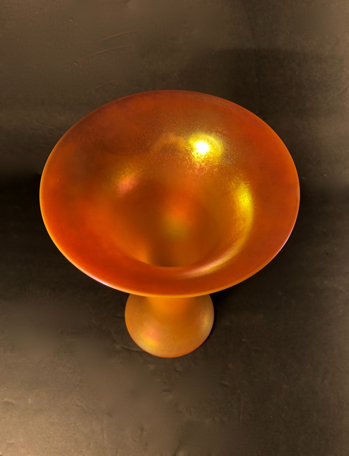 VTG Lundberg Studios 1992 Gold Iridescent Luster Art Glass Vase Numbered 072865