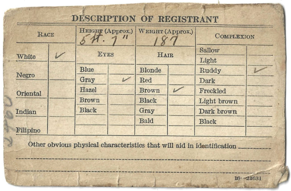 Selective Service Registration Certificate 1941 Proclamation DSS Form Valentines