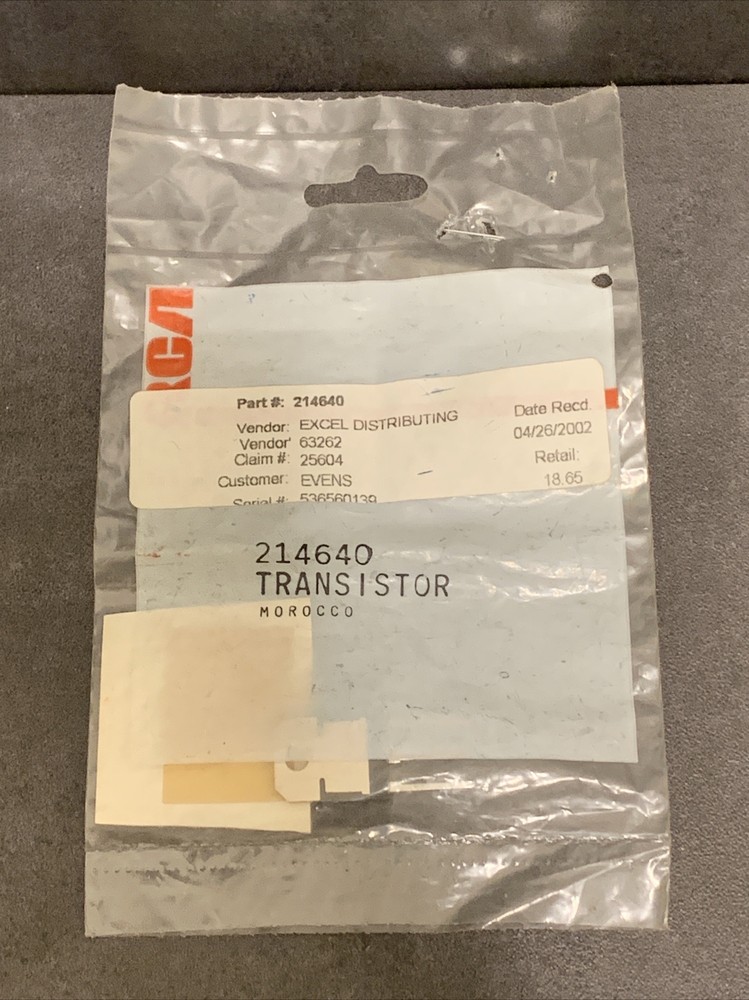 RCA VCR Transistor Part # 214640 New Replacement Part