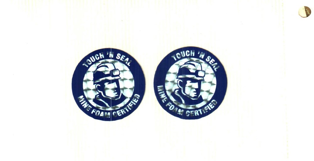 2  NICE TOUCH 'N SEAL MINE FOAM  COAL MINING STICKERS # 3