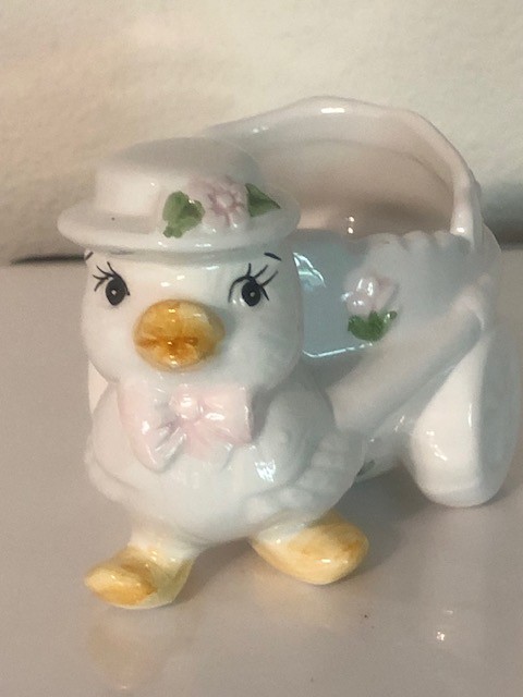 Vintage Chicken Pulling Cart Easter/ Springtime Figurine Planter