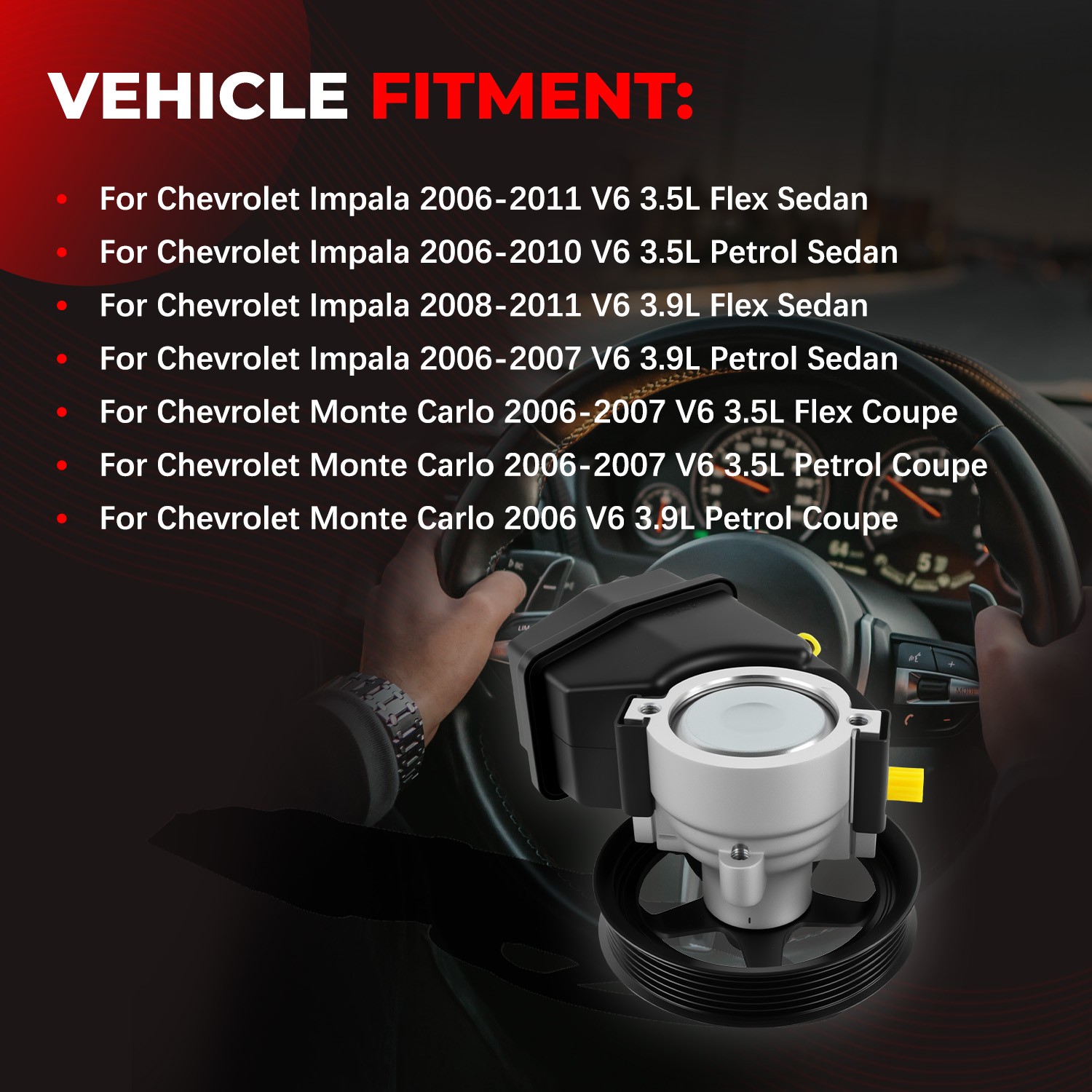 Power Steering Pump w/ Reservoir Pulley 20-69989 For Chevrolet Impala Monte 3.5L