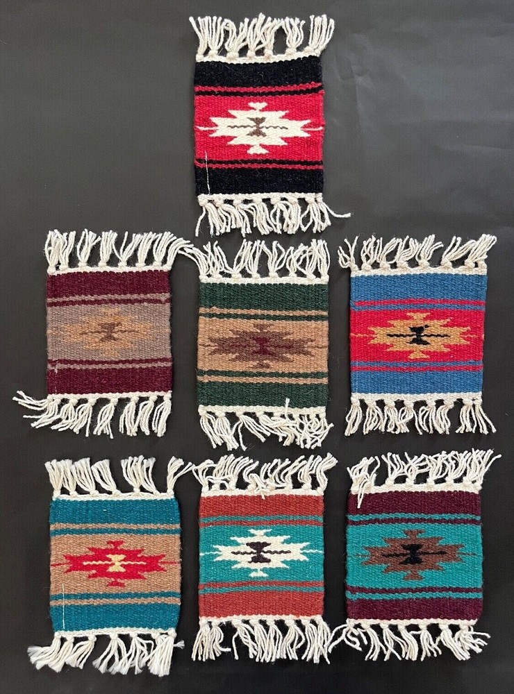 Fringed Wool Coaster - 6"x6" Southwest Pattern