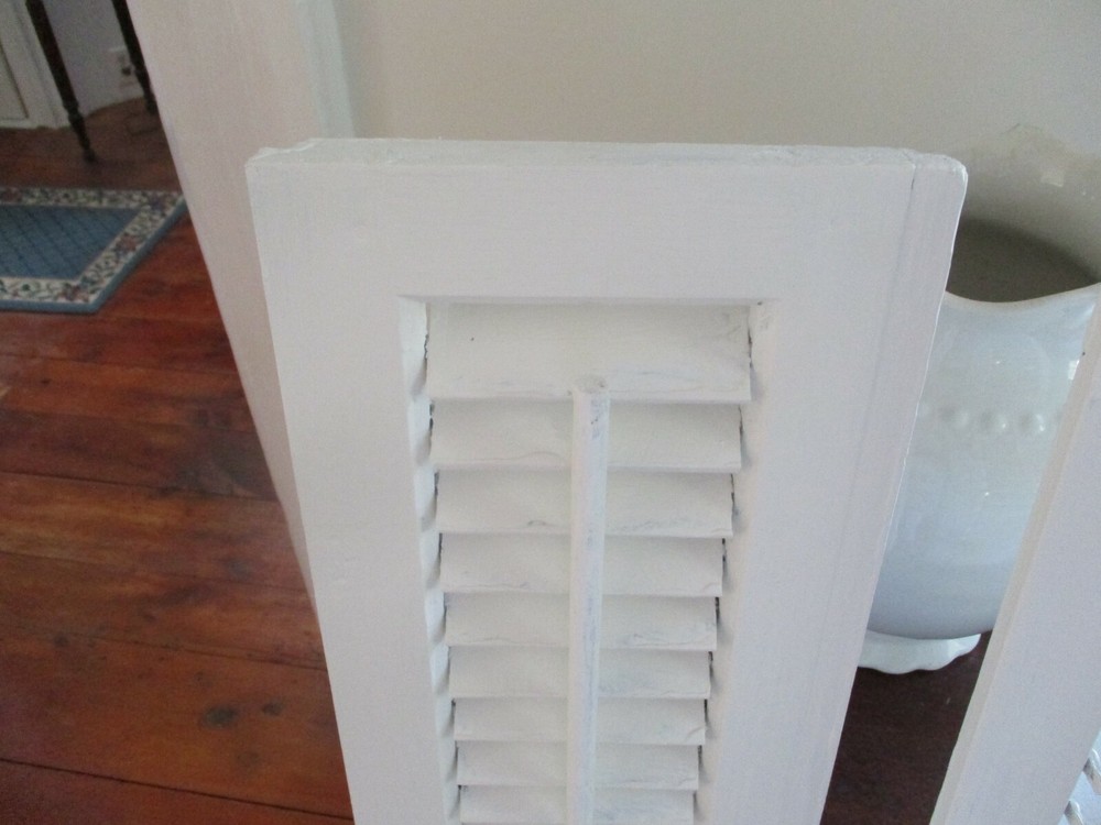 Antique interior shutters/half louver and solid. Hand painted "White Dove"