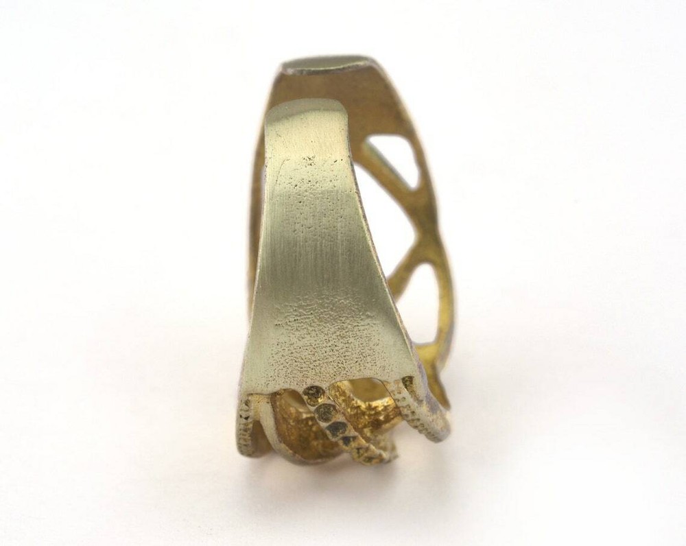 Ring Adjustable Ring Bezel - Raw brass (19mm 9US inner size - Adjustable )2703