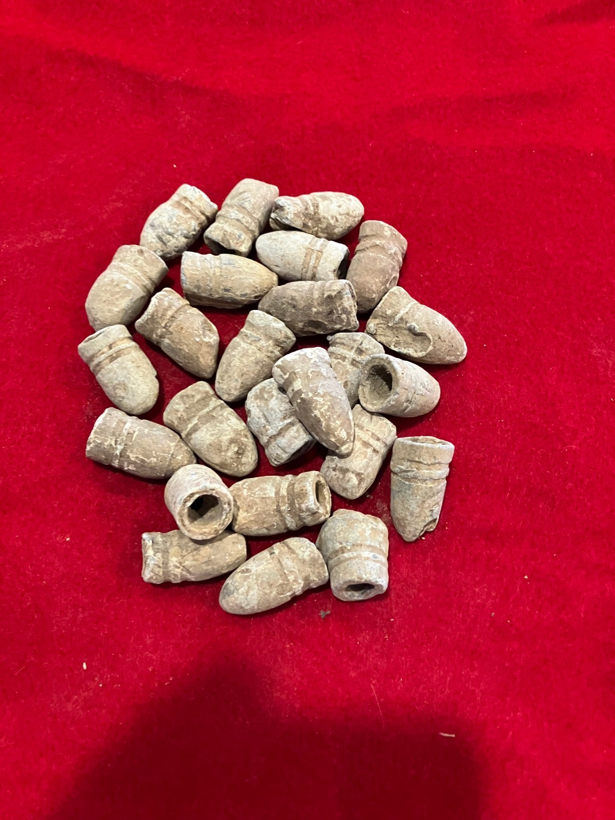 FIRED C.S. CIVIL WAR BULLETS. 10 FIRED 2 RING GARDNER BULLETS PER LOT.