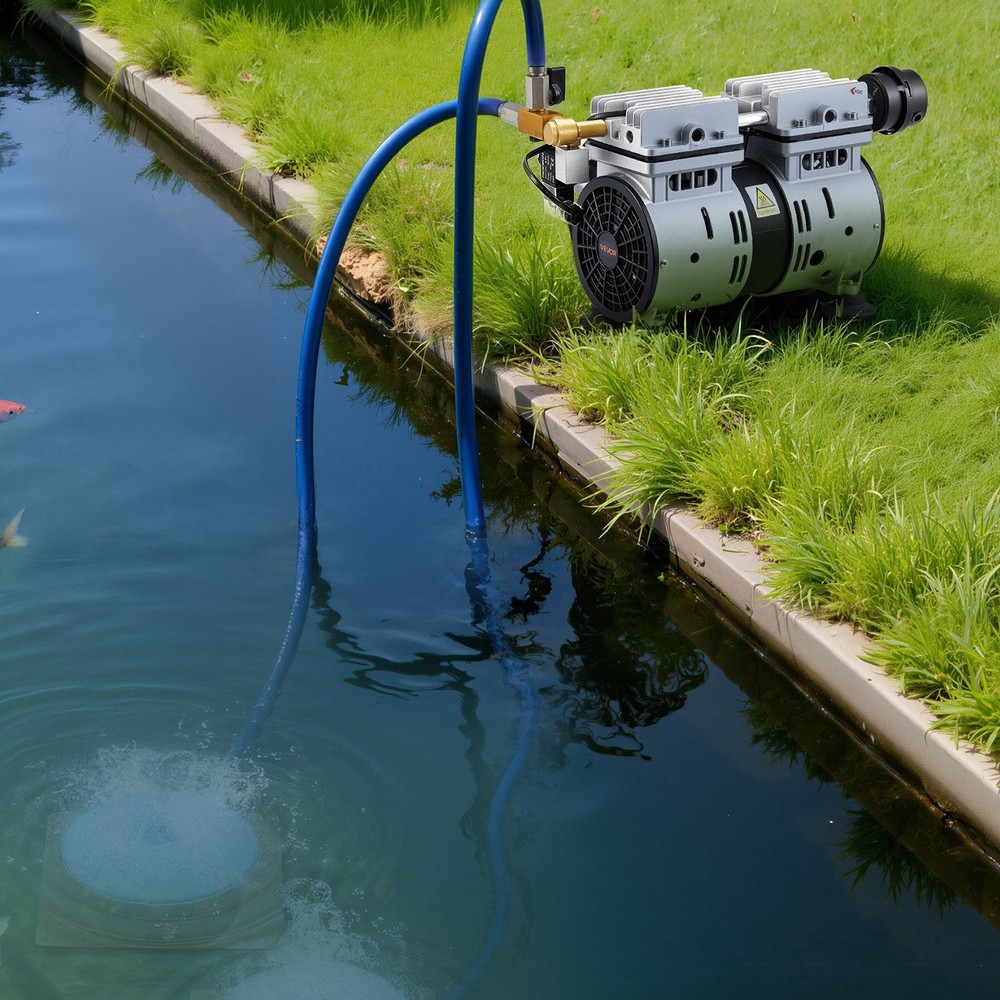 Deep Water Pond Aerator: 5.2CFM, 3/4HP Compressor, 2 Diffusers, 100ft Hoses