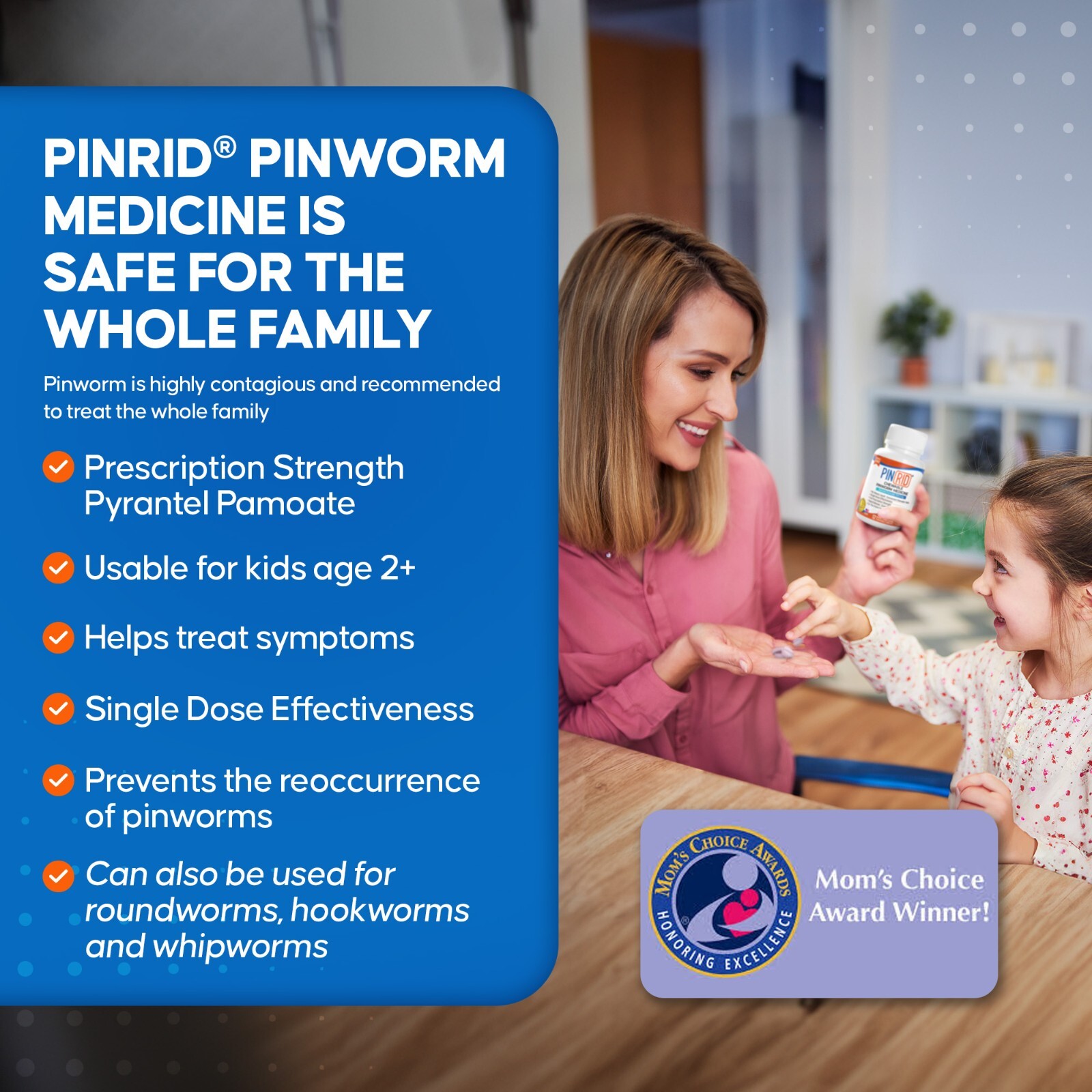 PinRid Pinworm Medication | Pyrantel Pamoate Dewormer for Humans | 24 Tablets