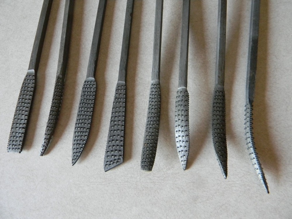 8 pc. carving riffler files, 7-1/2" long